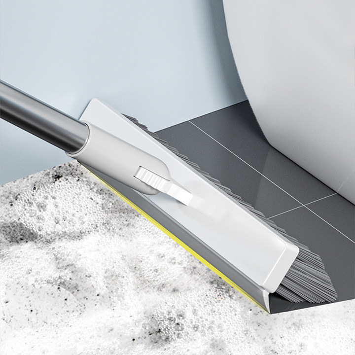 Tile & Floor Scrub Brush with Long Metal Handle, Stiff Bristle Grout Cleaner for Bathroom & Toilet, Dead Corner Deep Cleaning Brush